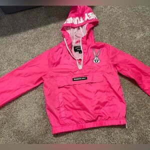 Members Only Looney Tunes Girls Pink Cartoon Windbreaker Size 7/8
